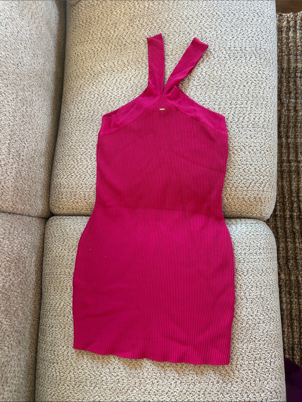 Guess Fuchsia Ribbed Mini Dress